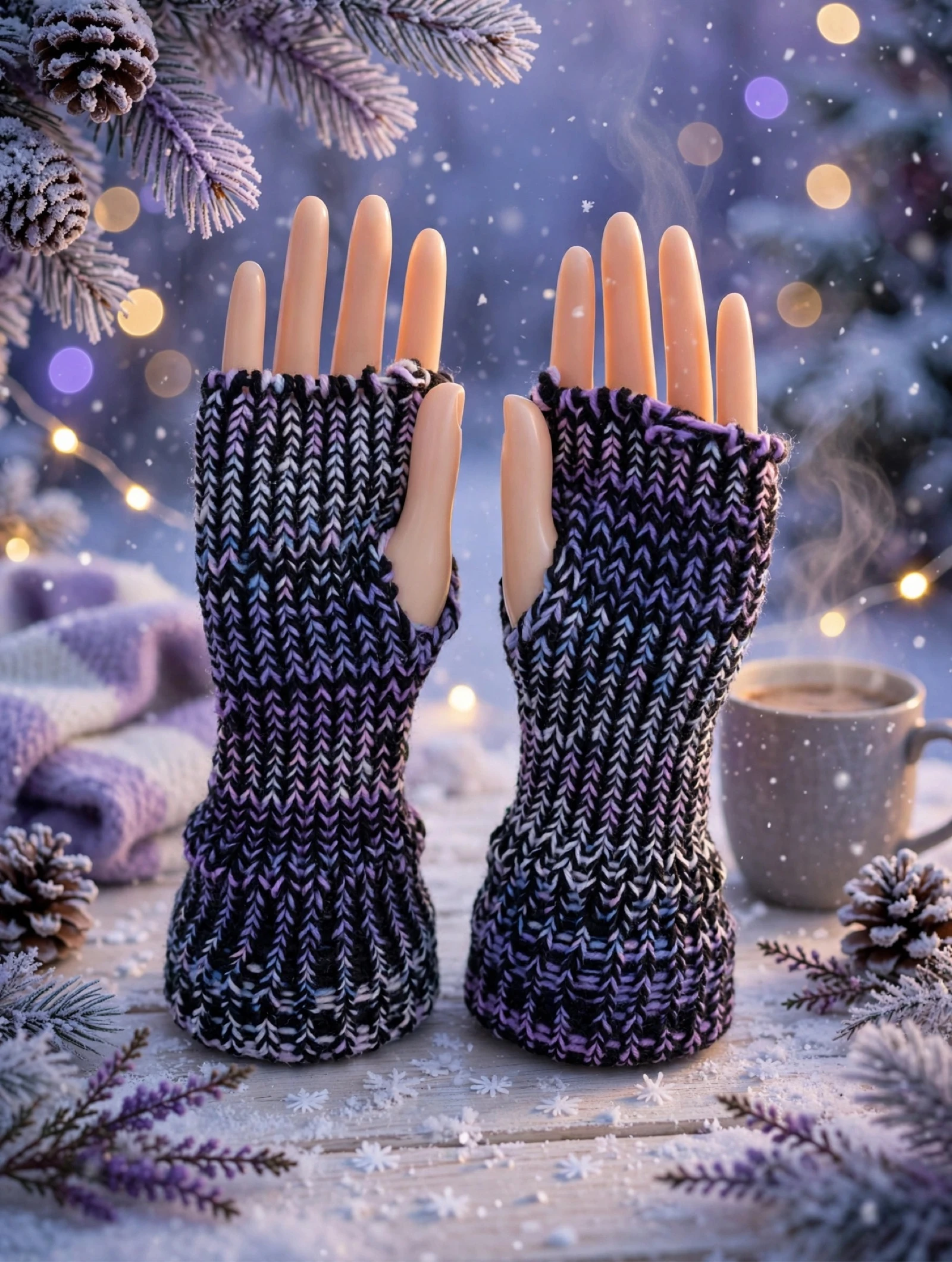 Mitaines nuances de violet 